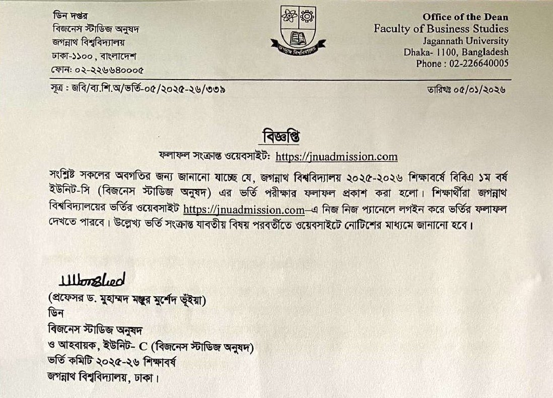 JNU C Unit Result 2026